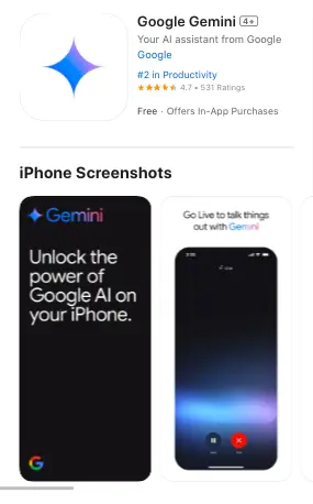 Google Gemini AI in iOS